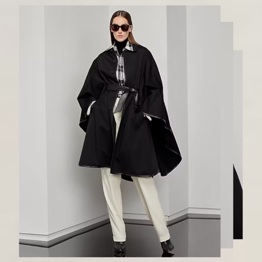 Stylish Black Cape Coat​​​​​​​​​​​